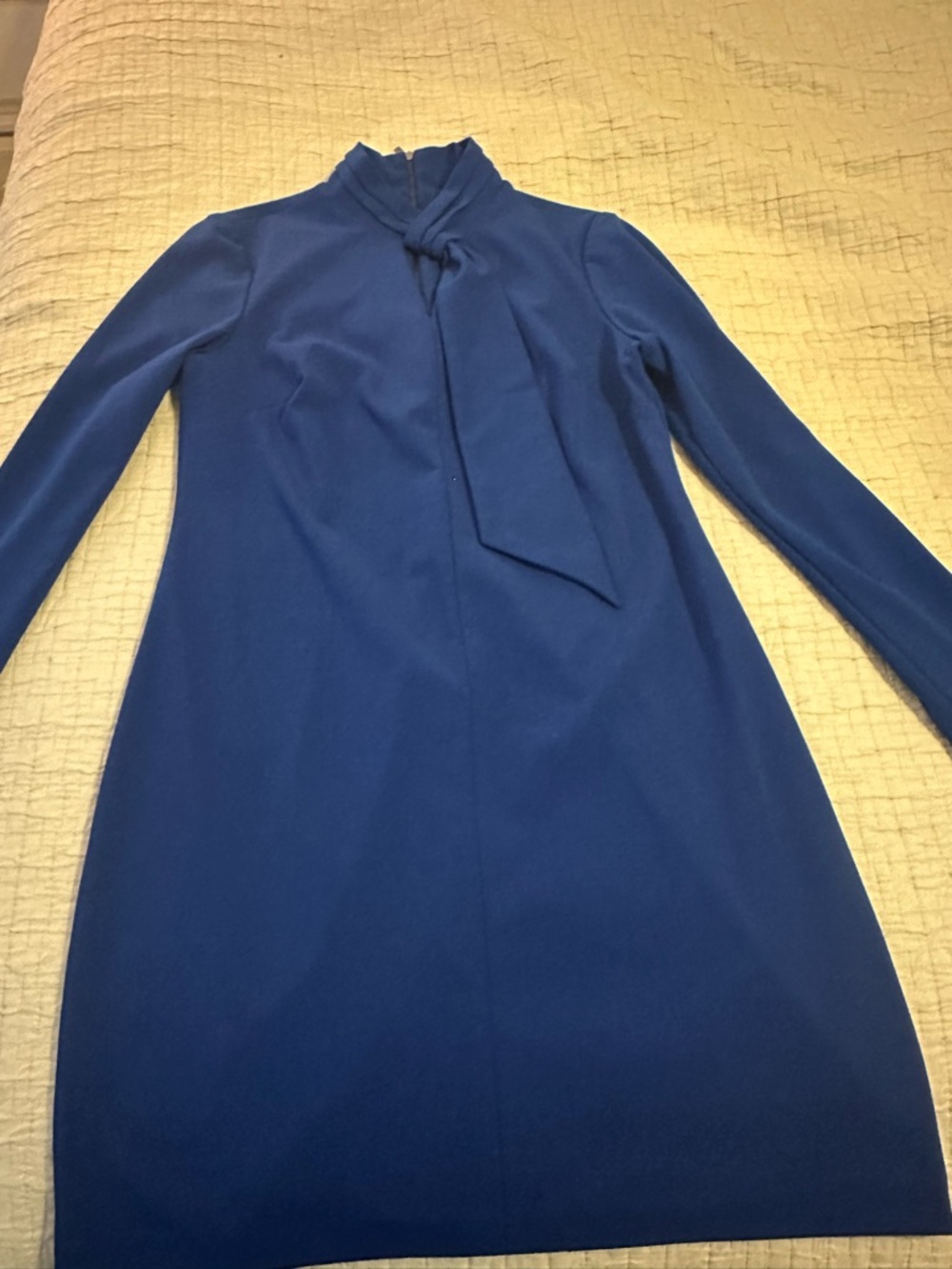 Calvin Klein Royal Blue Long-Sleeve Tie-Neck Dress